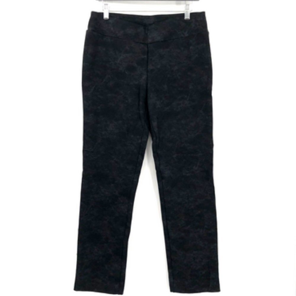 SOFT SURROUNDINGS Ponte Knit Pant Black Subtle Pattern M Stretch Pants Women